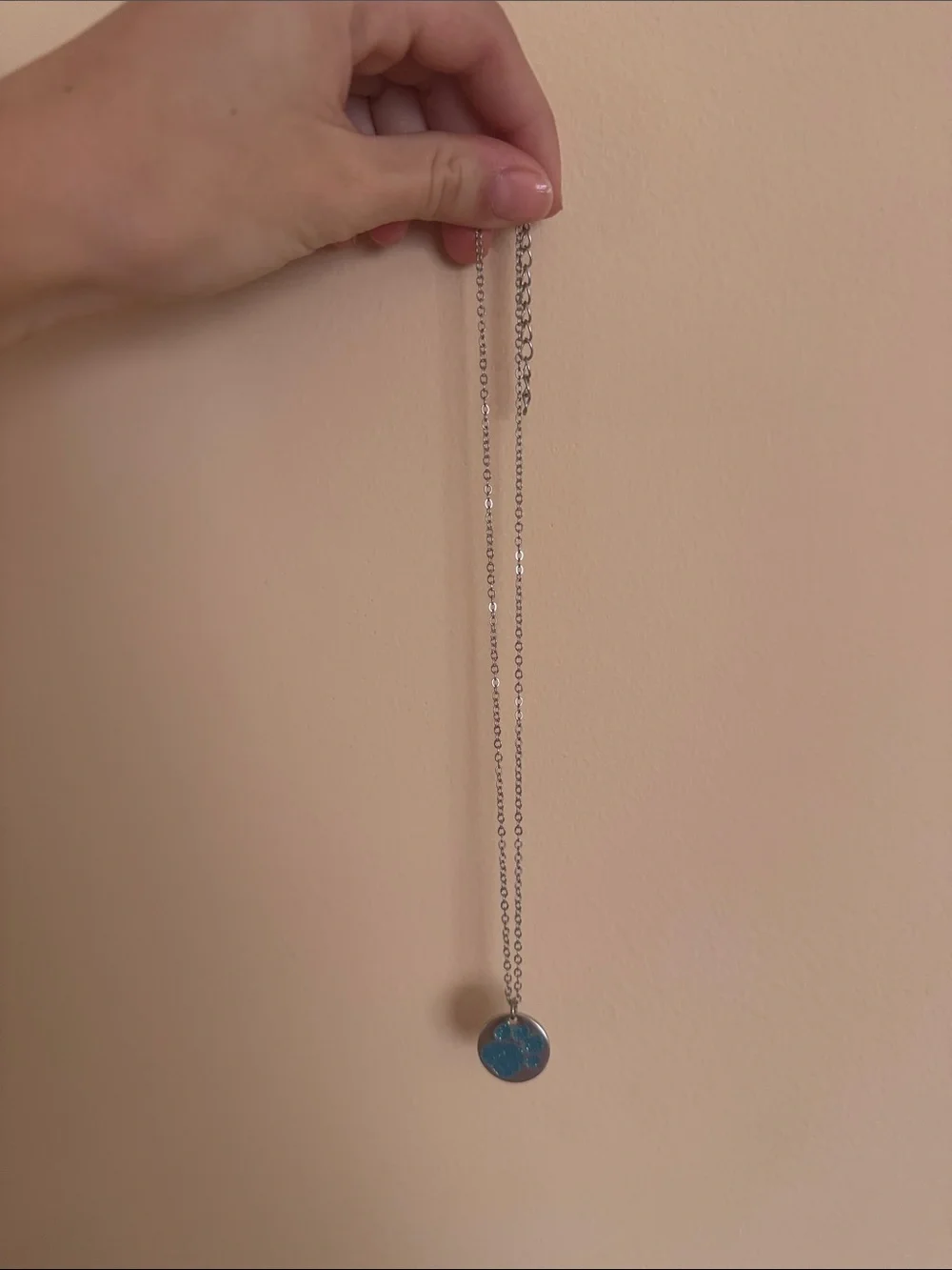 Blue Paw Print Necklace for Little Girls